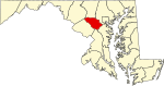 Map of Maryland highlighting Howard County